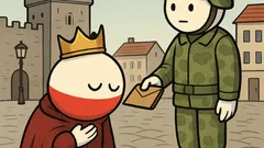 Dowcip: I hołd, i żołd! mówi giermek